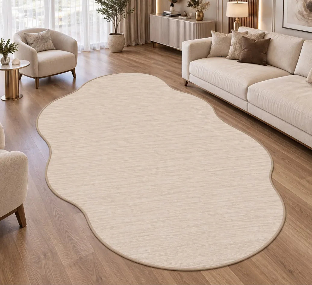 Şık oval formda kaymaz tabanlı ev halısı