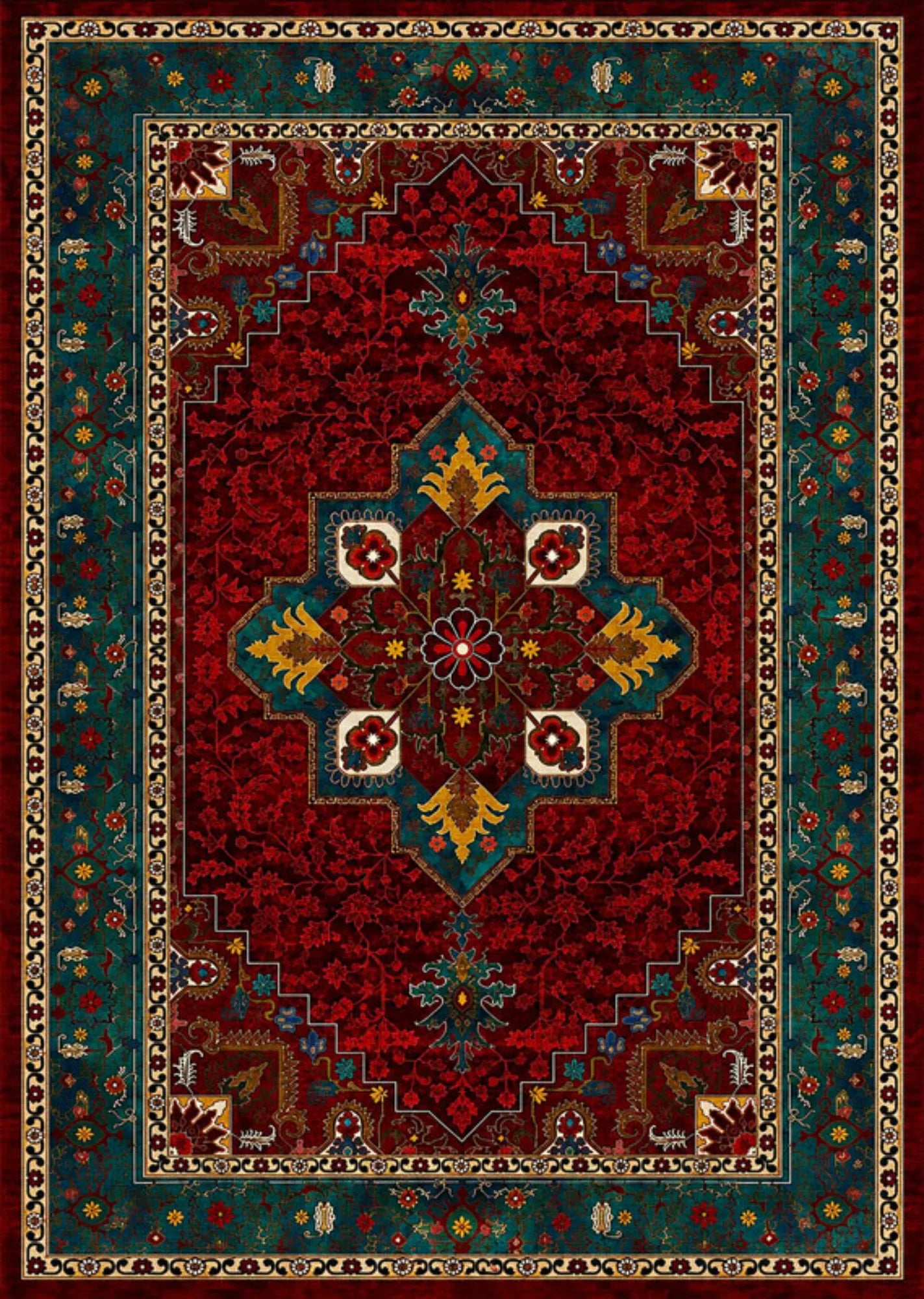 Doğal iplik şönil dokuma halı, salon ve oturma odalarında estetik görünüm sağlayan modern kilim tasarımı