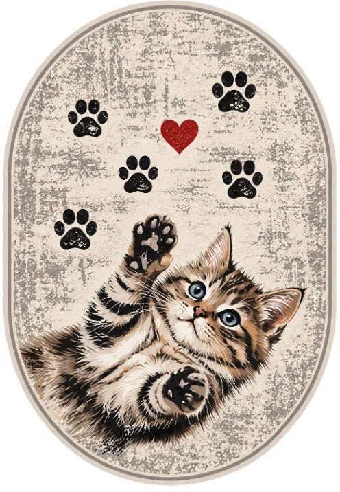Dijital baskı kedi desenli kaymaz tabanlı genç odası halısı