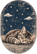 Genç odası için kedi desenli pamuk tabanlı halı