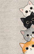 Pamuk dokuma kaymaz tabanlı kedi desenli çocuk halısı