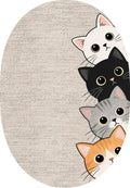 Pamuk dokuma kaymaz tabanlı kedi desenli çocuk halısı