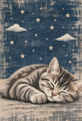 Genç odası için kedi desenli pamuk tabanlı halı