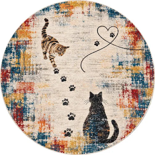 Dijital baskılı kedi desenli çocuk ve genç odası halısı