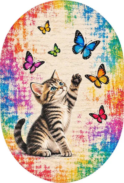 Genç odası dekorasyonu için kaymaz tabanlı kedi halısı