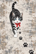 Kedi desenli dekoratif pamuk dokuma tabanlı genç odası halısı