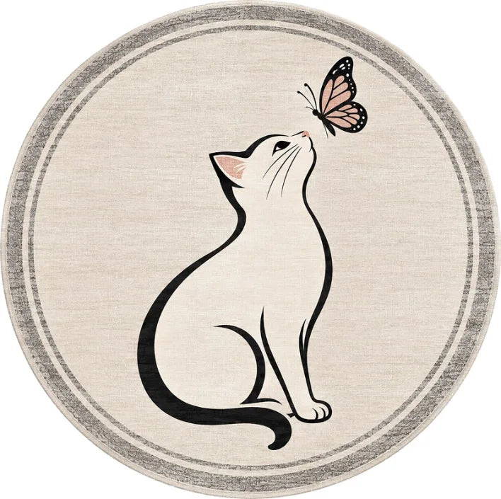 Modern kedi figürlü kaymaz tabanlı dekoratif oda halısı