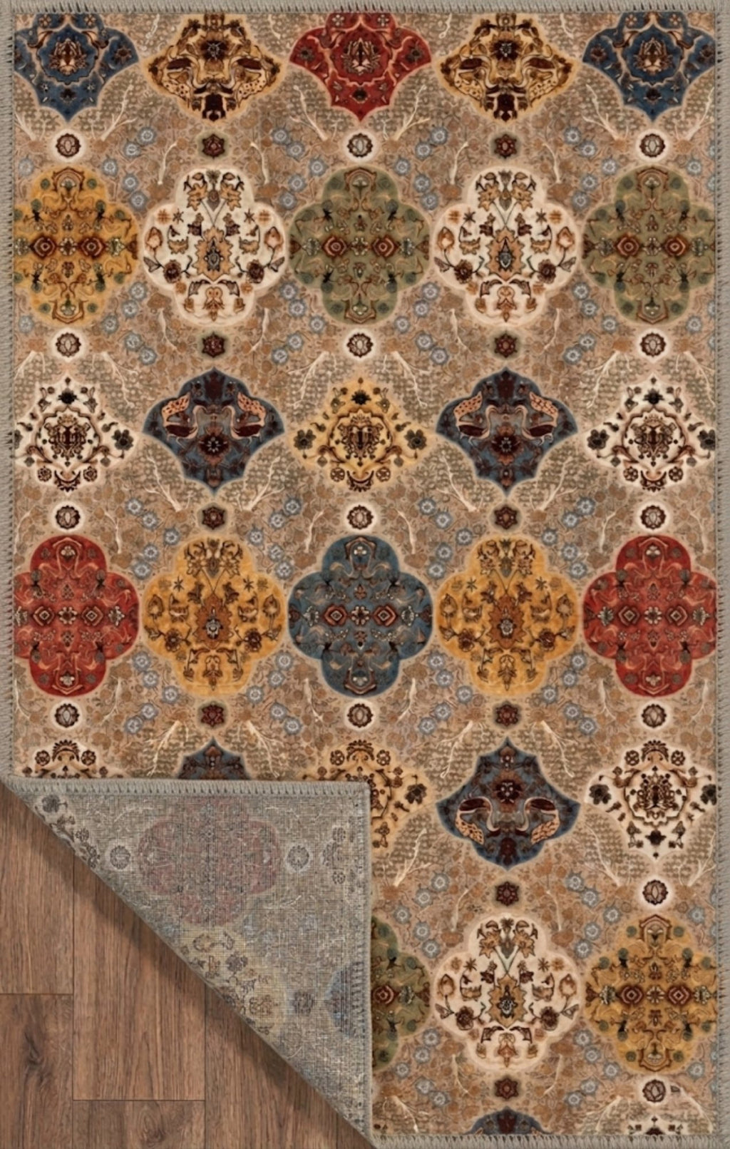 Şönil dokuma pamuk taban klasik kilim halısı, salon, koridor, antre ve ofis dekorasyonuna uyum sağlayan şık tasarım