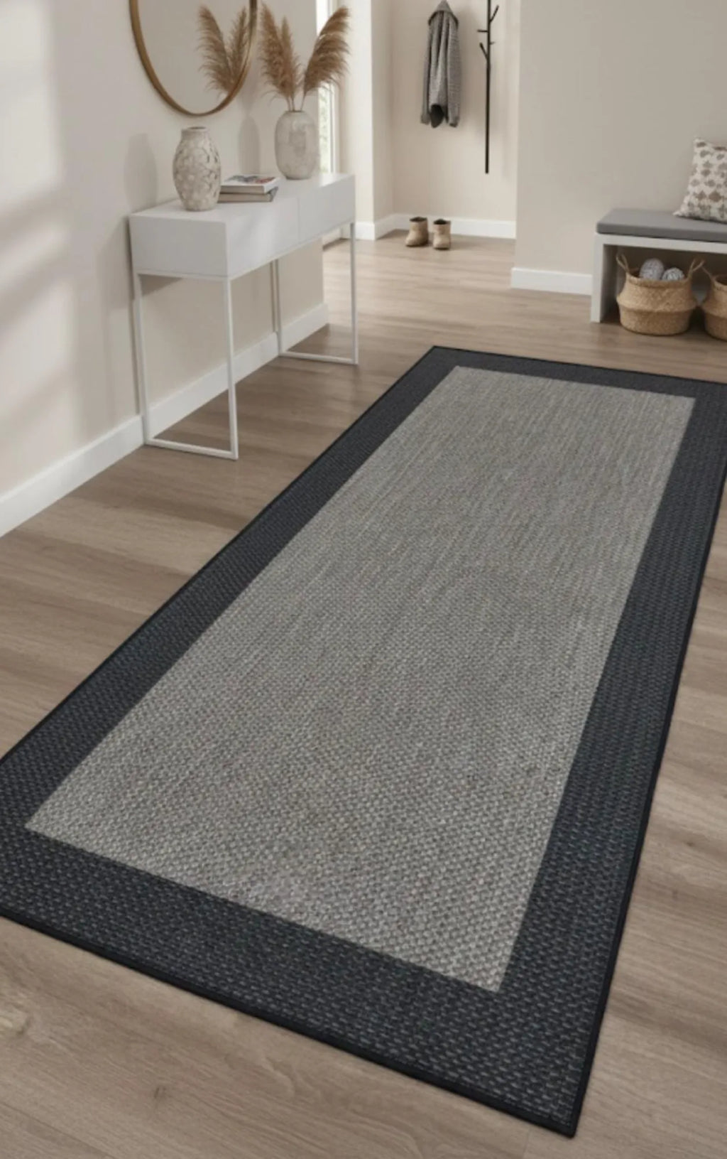 siyah sisal halı doku detayı makine dokuma