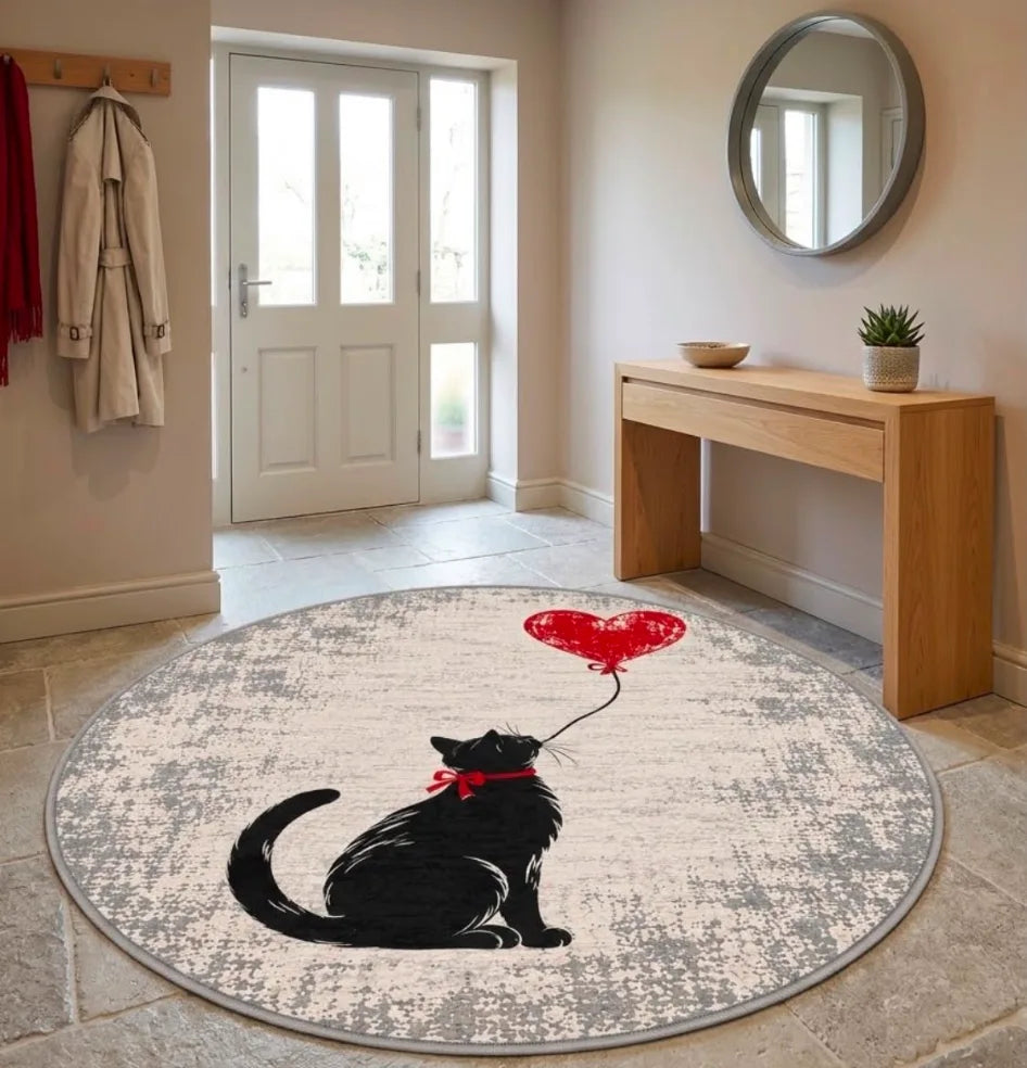 Kedi figürlü modern dijital baskı oda halısı