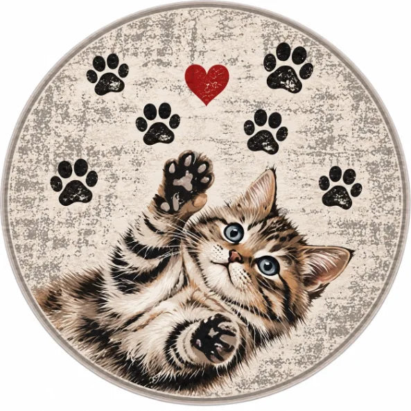 Dijital baskı kedi desenli kaymaz tabanlı genç odası halısı