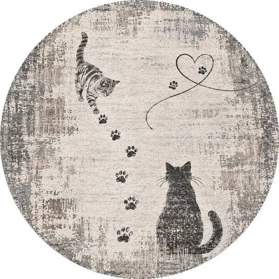 Tüy dökmeyen kedi desenli pamuk dokuma tabanlı halı