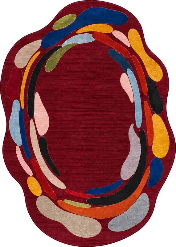 Amorf oval dijital baskı modern dekoratif halı