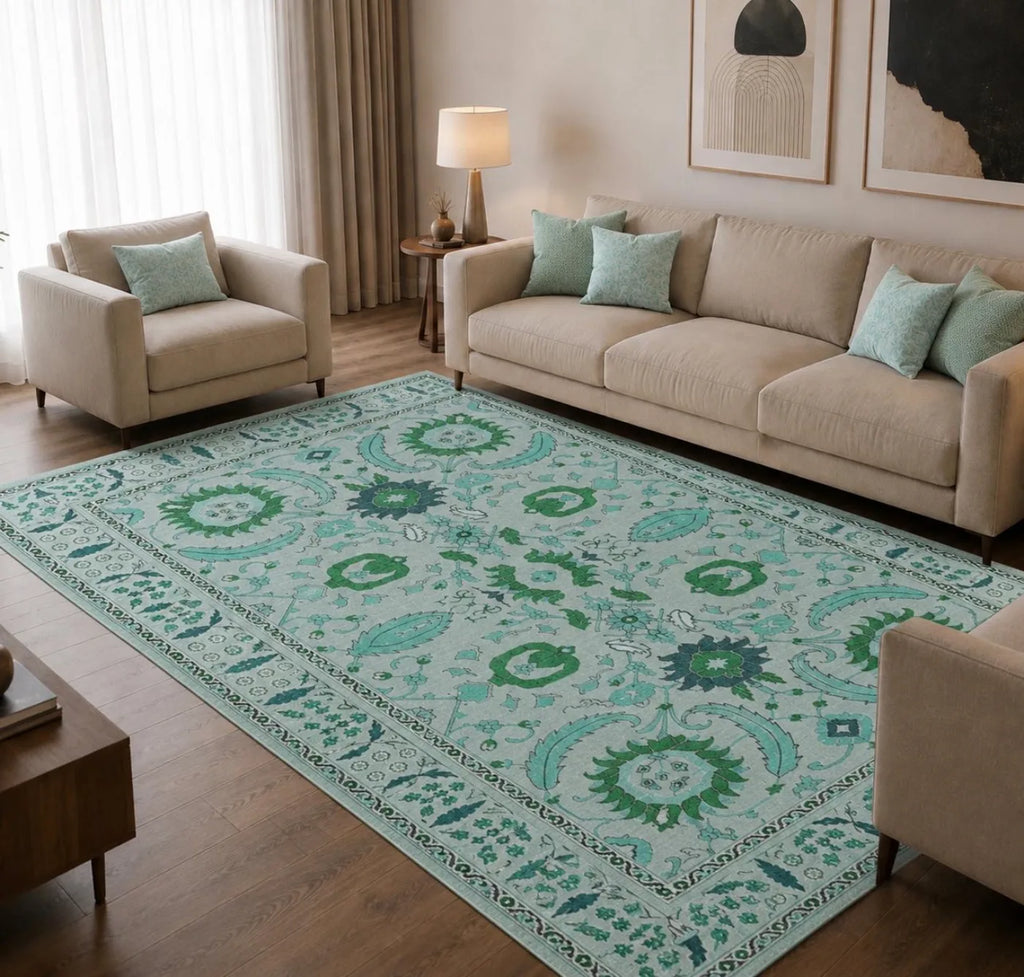Salon ortamına sıcaklık katan dekoratif halı