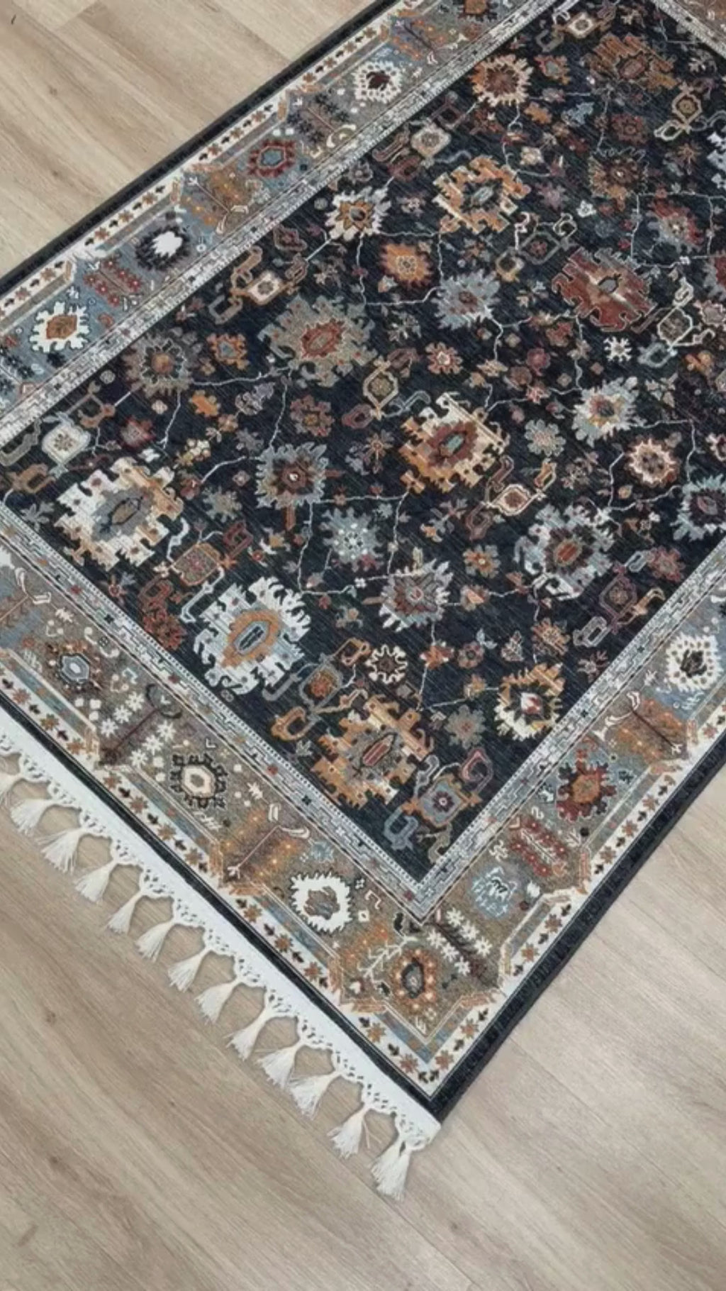 Dijital Baskı Kaymaz Pamuk Taban Tüy Dökmez Etnik Desenli Halı Salon Halısı Koridor Halısı