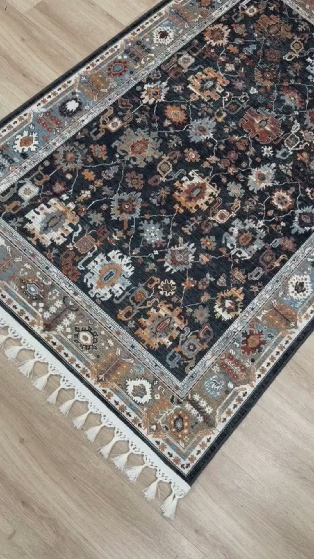 Dijital Baskı Kaymaz Pamuk Taban Tüy Dökmez Etnik Desenli Halı Salon Halısı Koridor Halısı