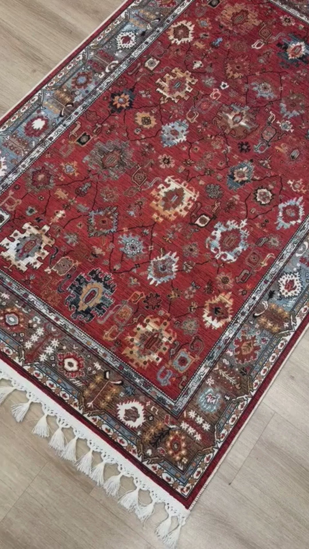 Dijital Baskı Kaymaz Pamuk Taban Tüy Dökmez Etnik Desenli Halı Salon Halısı Koridor Halısı