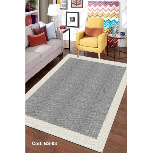 Eko Serisi Pamuk Dokuma Taban Kaymaz Yıkanabilir Sisal / Jüt Desenli Salon Halısı Mutfak Halısı Koridor Halısı BS-03 Modeli