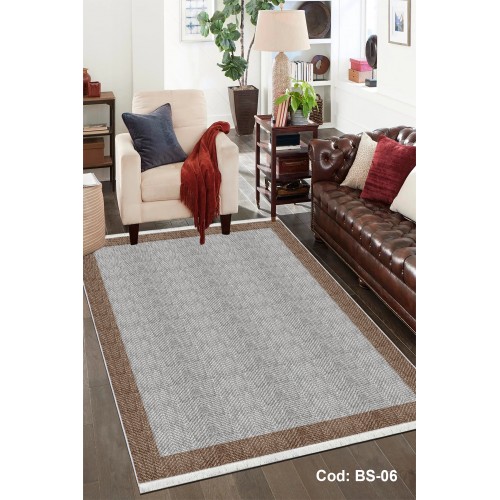 Eko Serisi Pamuk Dokuma Taban Kaymaz Yıkanabilir Sisal / Jüt Desenli Salon Halısı Mutfak Halısı Koridor Halısı BS-06 Modeli