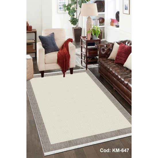 Eko Serisi Pamuk Dokuma Taban Kaymaz Yıkanabilir Sisal / Jüt Desenli Salon Halısı Mutfak Halısı Koridor Halısı KM-647 Modeli