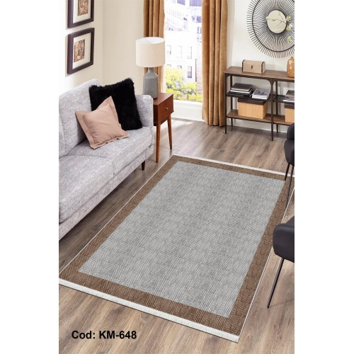 Eko Serisi Pamuk Dokuma Taban Kaymaz Yıkanabilir Sisal / Jüt Desenli Salon Halısı Mutfak Halısı Koridor Halısı KM-648 Modeli