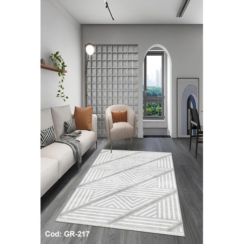 Premium Bambu Geometrik Desenli Salon Halısı / GR-217 Modeli