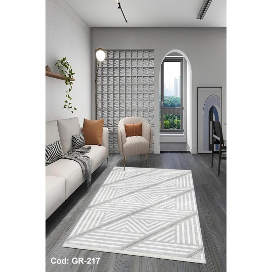 Premium Bambu Geometrik Desenli Salon Halısı / GR-217 Modeli