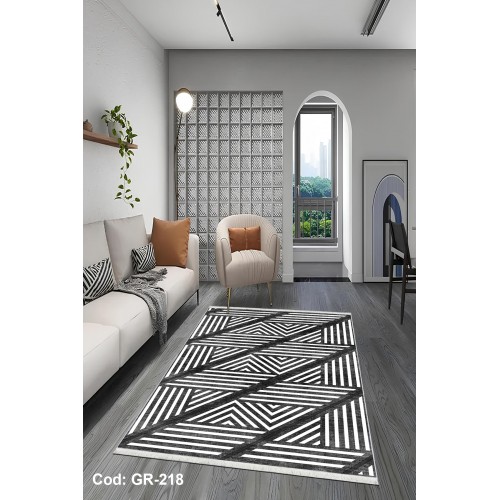 Premium Bambu Geometrik Desenli Salon Halısı / GR-218 Modeli