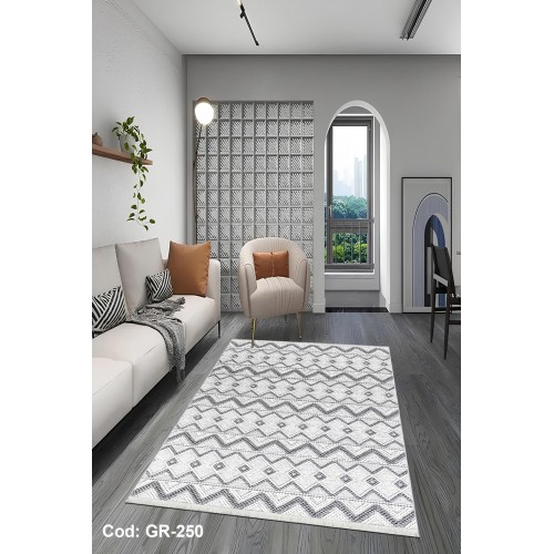 Premium Bambu Geometrik Desenli Salon Halısı / GR-250 Modeli