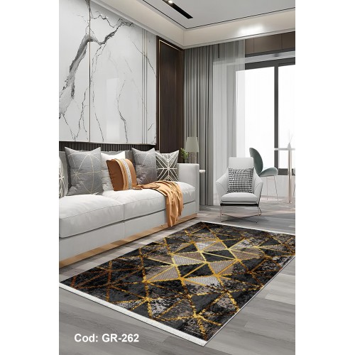 Premium Bambu Geometrik Desenli Salon Halısı / GR-262 Modeli