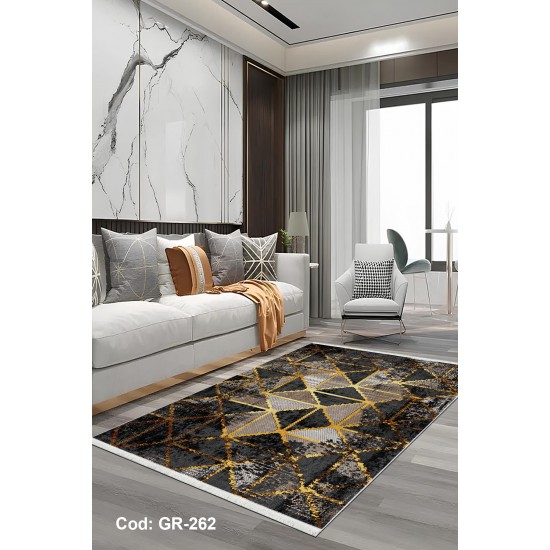 Premium Bambu Geometrik Desenli Salon Halısı / GR-262 Modeli