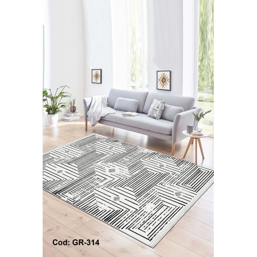 Premium Bambu Geometrik Desenli Salon Halısı / GR-314 Modeli