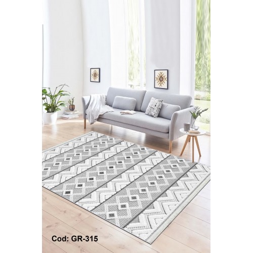Premium Bambu Geometrik Desenli Salon Halısı / GR-315 Modeli