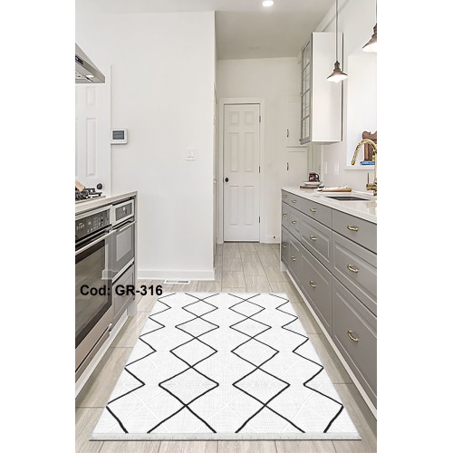 Premium Bambu Geometrik Desenli Salon Halısı / GR-316 Modeli