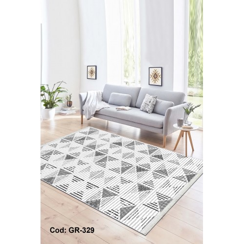 Premium Bambu Geometrik Desenli Salon Halısı / GR-329 Modeli