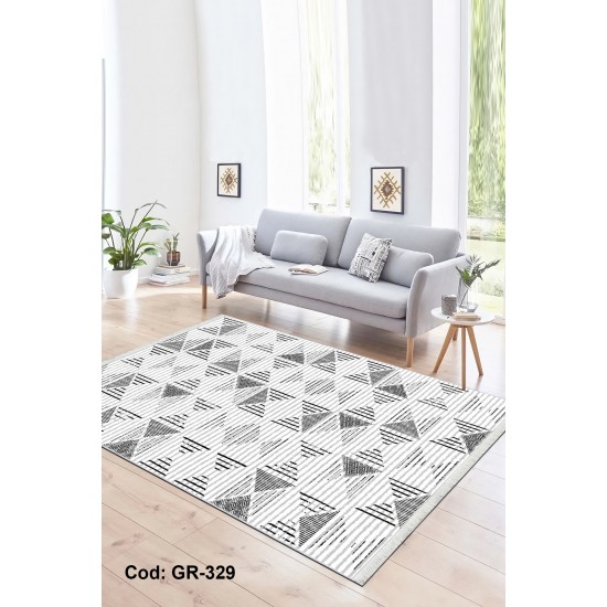 Premium Bambu Geometrik Desenli Salon Halısı / GR-329 Modeli